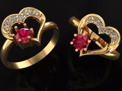 Women Ring 74 beautiful heart shape diamond engagement women 3D print model