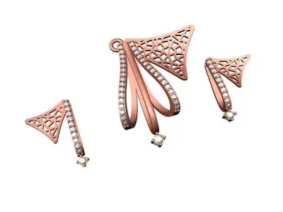 072 - Delicate Jali Pendant Set for Girls 3D print model