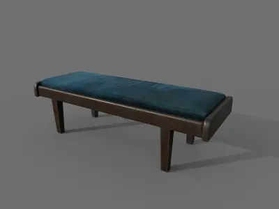satin and wood bench 3D model