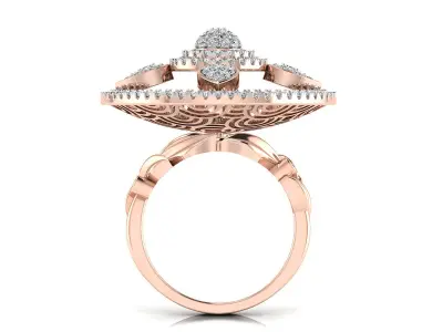 Light Weight Rose Gold Diamond Ring  -EZ R-219 3D print model