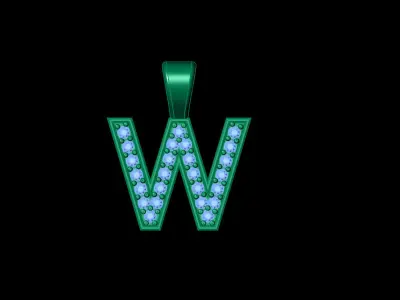 Pendant W letter with lights 3D print model