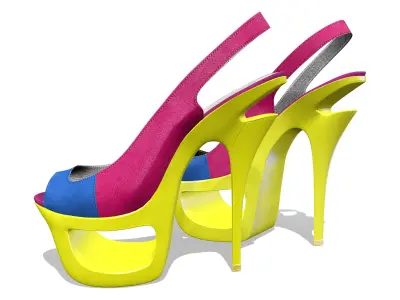 Womens Fancy Colorful Suede Peeptoe Pumps Low-poly 3D model