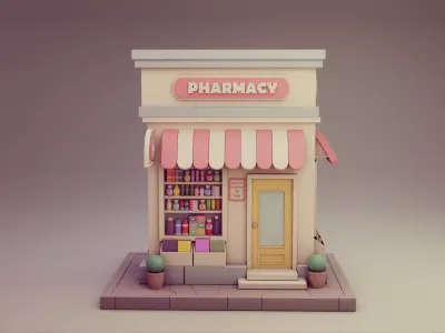 cartoon pharmacy 01 Low-poly 3D model