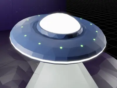 Stylized UFO and Alien Night Sky 3D Model for SciFi Low-poly 3D model