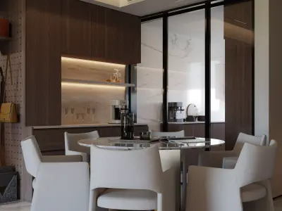 Modern Minimalist Dining Area 001 3D model