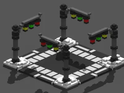 Xmas Road Voxel - 4 Low-poly 3D model