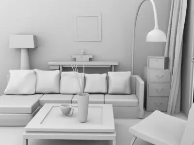 Living Room Low-poly 3D model