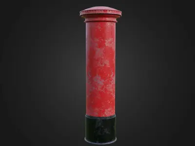 British Post Box Low-poly 3D model