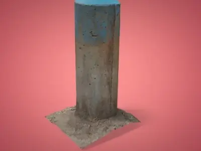 Concrete Bollards with Blue tip 3D model