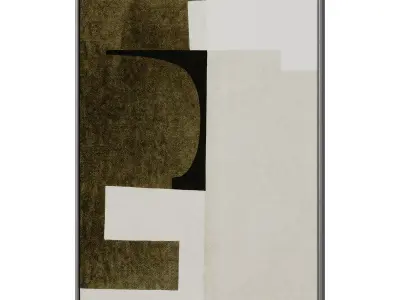Set of 3 Abstract Paintings in Frames 3D model 4