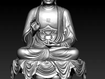 Western Three Saint Buddhas 3D print model