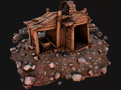 Medieval Coal Ore Mine Low-poly 3D model