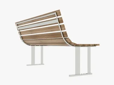 Wooden street bench 3D model