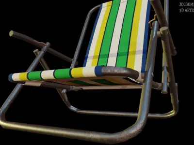 Traditional brazilian Beach Chair Low-poly 3D model
