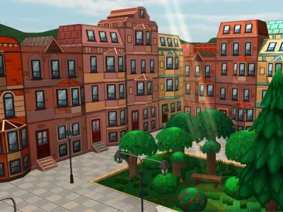 Cartoon City Mega-Pack Low-poly 3D model