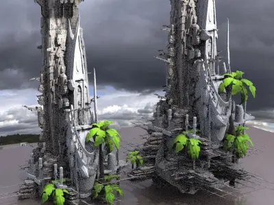 Tribal Island beach Resort Sci fi Abode Kit bash 2  3D model