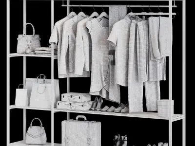 Clothing shoes and accessories for wardrobe or shop 03 3D model