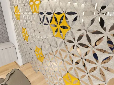 Airflake wall in office with geometric patterns 3D model