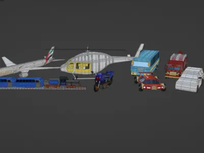 ALL TRAFIC COLLECTION game ready free Low-poly 3D model
