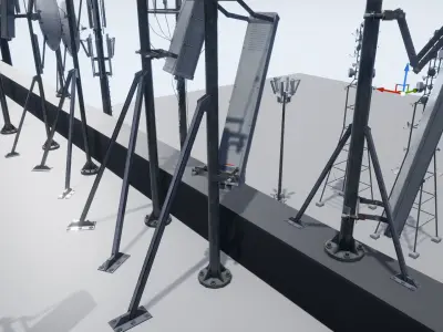 Cellular  TV  Radio  Antenna towers Low-poly 3D model
