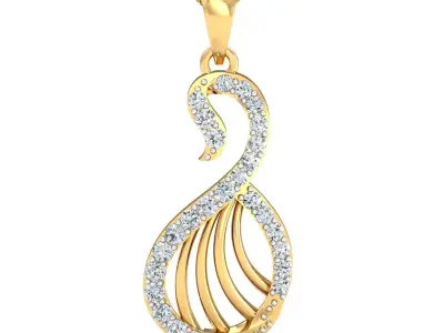 Yellow gold diamond pendent-P3 PS-04 3D print model