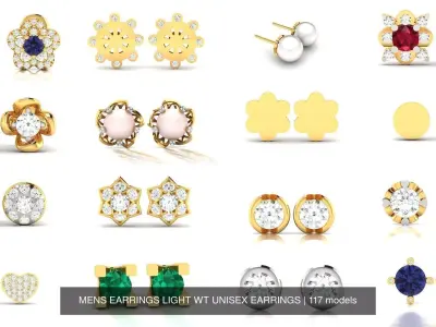 117 MENS EARRINGS LIGHT WT UNISEX EARRINGS 3D Model Pack