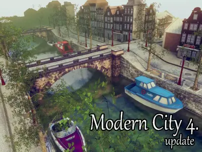 Modern City 4 Low-poly 3D model