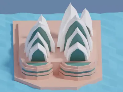 Cartoon Sydney Opera House Low-poly 3D model