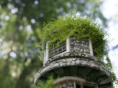 old Watch Tower in woods Low-poly 3D model