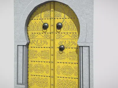 Low Poly Traditional Door Low-poly 3D model