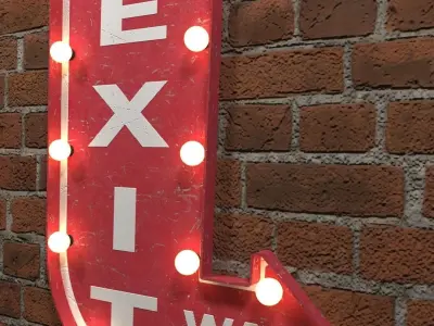 Highly detailed model of vintage lighted exit sign 3D model
