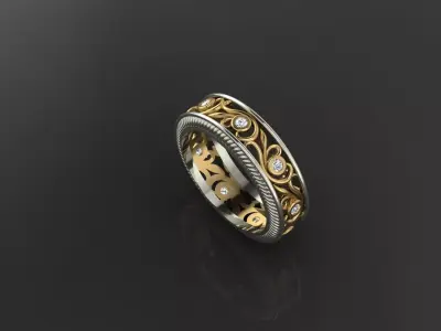 Elegant Women Ring with Floral Pattern Delicate Jewelry Design 3D print model
