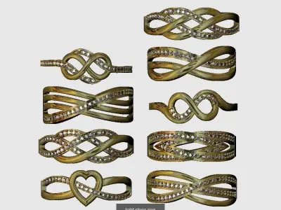 48 pcs light ring with stones 3D Model Pack