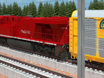  Generic Locomotive with Auto Rack Train Car 