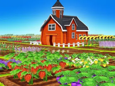 Happy Cartoon Field Low-poly 3D model