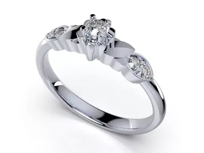 Engagement Ring Light Weight Solitaire Ring CAD Design-PI0004 3D print model