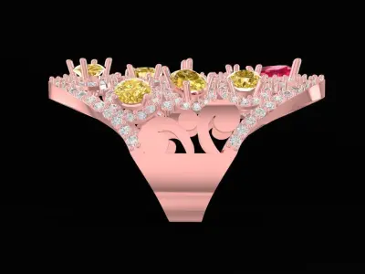 Luxury Elongated Fancy Color Diamond Cluster Ring 748 3D print model