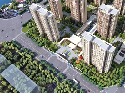 Contemporary Riverside High-Rise Community 3D model