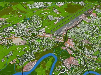 Geneva City of Switzerland September 2020 data Low-poly 3D model