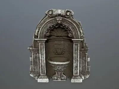 fountain gothic style toilet with ornate design Low-poly 3D model