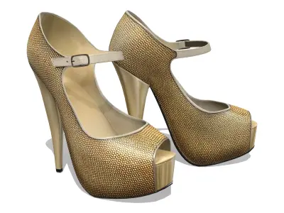 Gold Heels V2 Low-poly 3D model