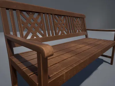 Classic Bench Low-poly 3D model