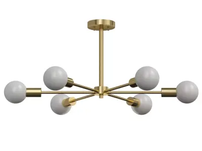 Mid Century Modern Branching 6 Light 3D model