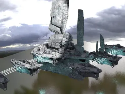 Halo Forerunner Inspired Hologram Bridges Kitbash 3D model