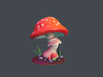 Stylish Cartoon Mushroom Low-poly 3D model