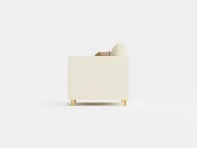Minimalist White Sofa with Cushions 3D model