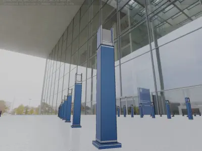 Street Light 8 Bollard 900mm Futuristic Blue Version 1 Low-poly 3D model