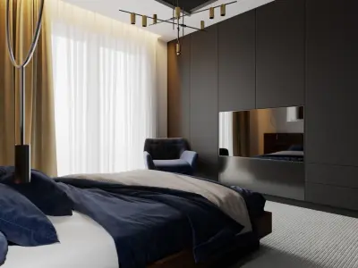 Modern Bedroom Scene for Cinema 4D and Corona Renderer 3D model