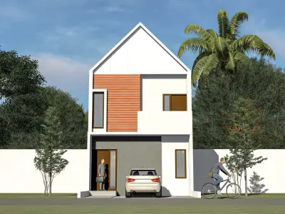 Modern Scandinavian Style Residential Home Low-poly 3D model