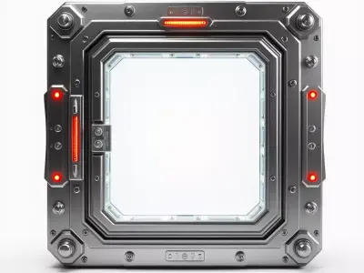 Futuristic Space Door with LED model pack Low-poly 3D model